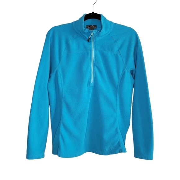 Eddie Bauer Women's 1/2 Zip Lightweight Fleece Pullover Jacket Size L Blue - Picture 1 of 7